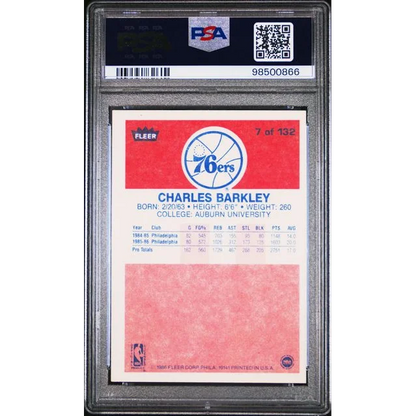 Graded 1986 Fleer Charles Barkley #7 Rookie RC Basketball Card PSA 5 EX | PSA 5 EX Graded Rookie Card | vintageantiquesgifts.com