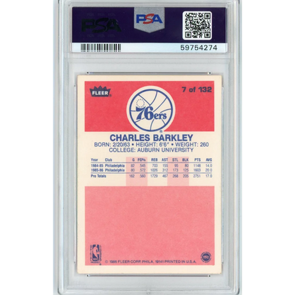 PSA graded 1986 Fleer Charles Barkley basketball card for collectors