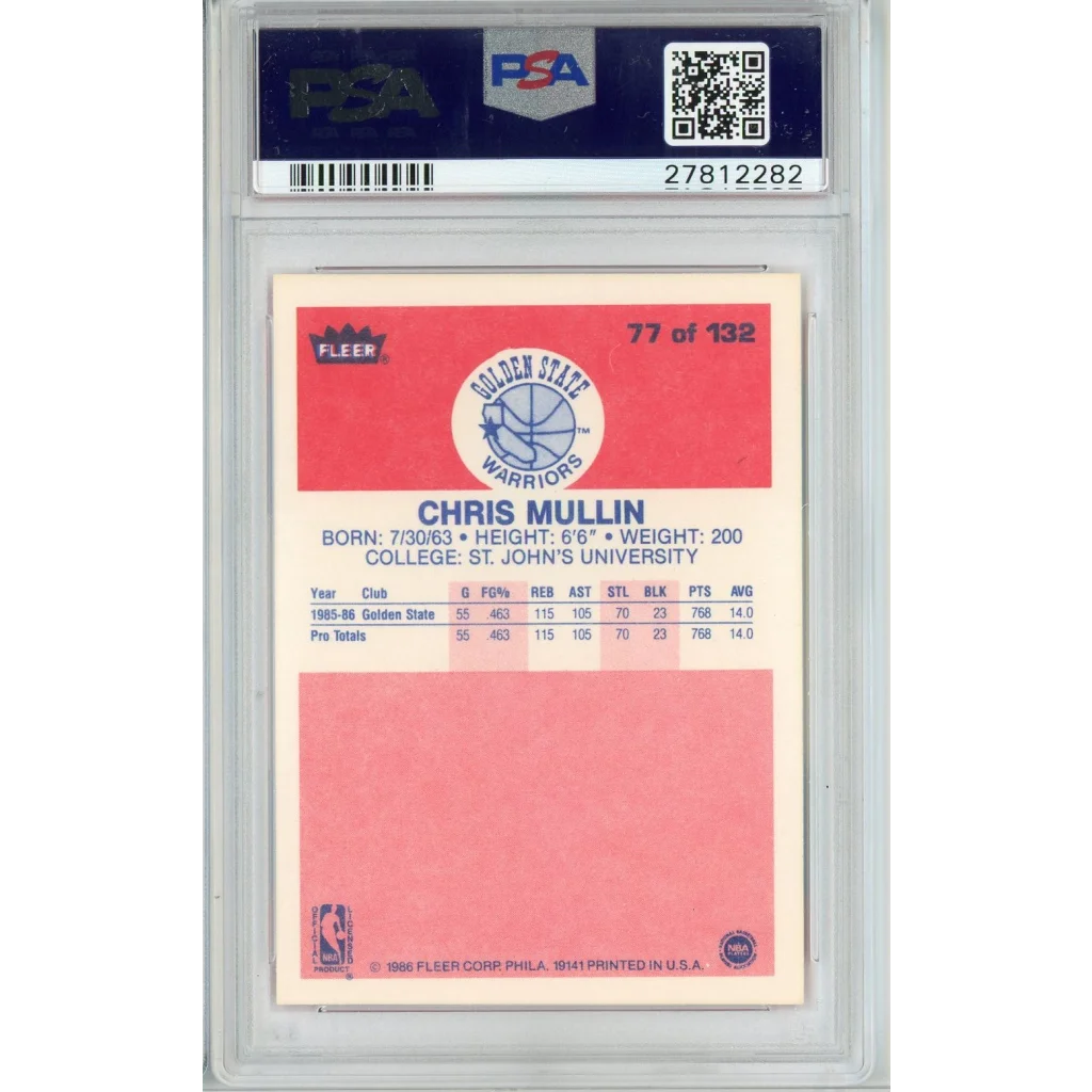Graded 1986 Fleer Chris Mullin basketball card, perfect sports card for collectors