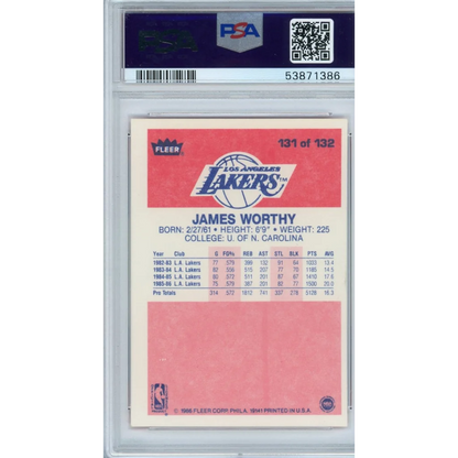PSA graded Fleer James Worthy basketball card from professional sports collection