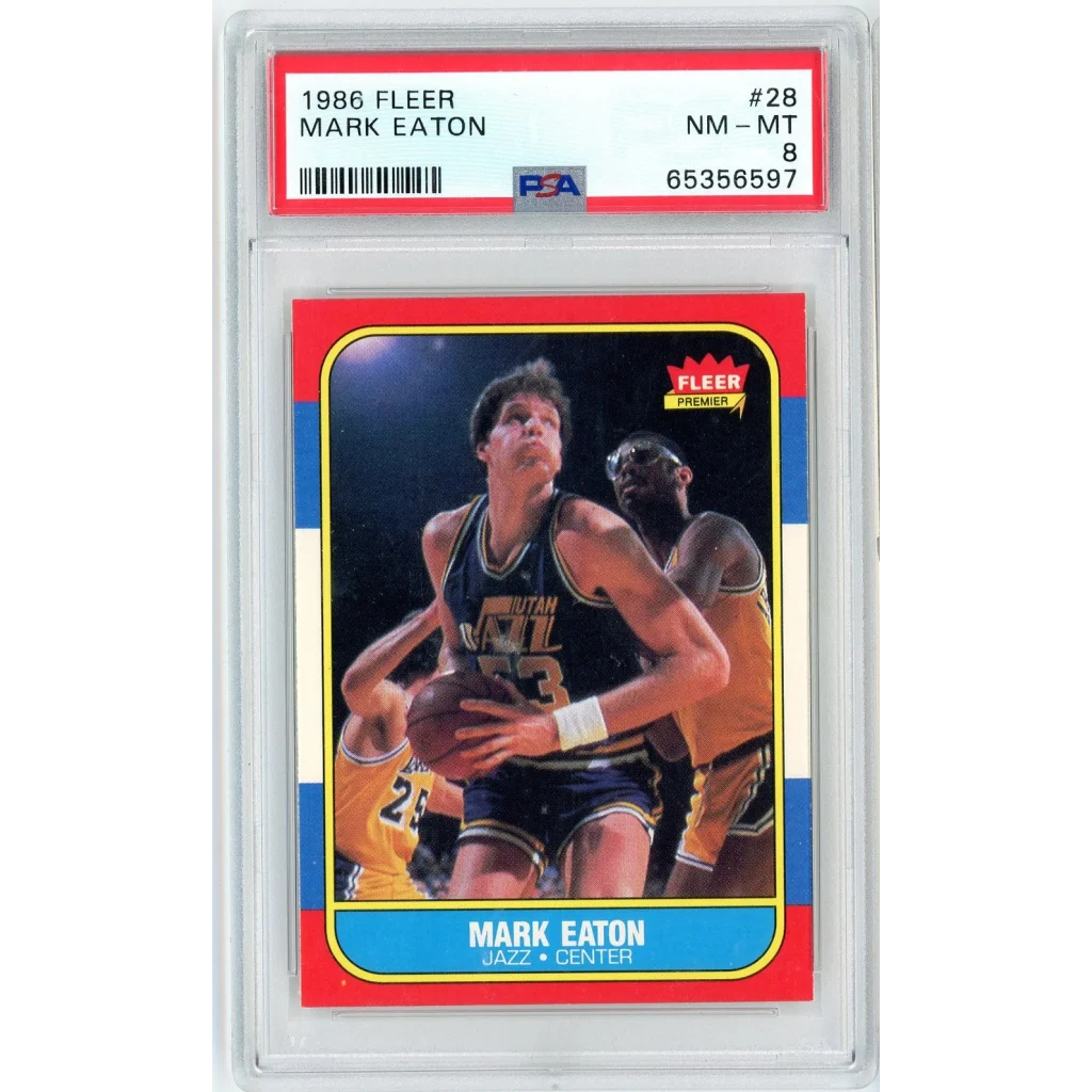 Graded 1986 Fleer Mark Eaton #28 Rookie RC Basketball Card PSA 8 NM-MT