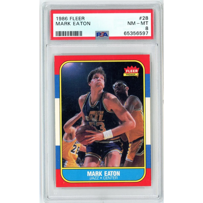 Graded 1986 Fleer Mark Eaton #28 Rookie RC Basketball Card PSA 8 NM-MT