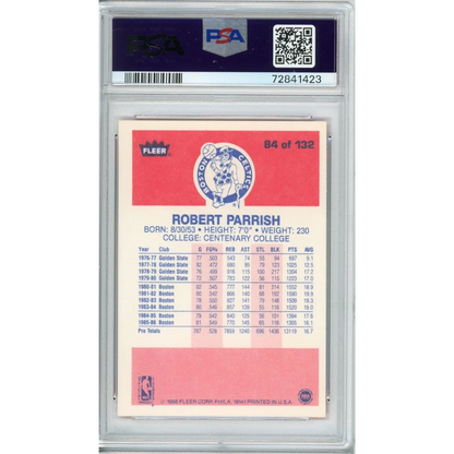 Vintage Robert Parish Fleer basketball card graded PSA Mint 9 encapsulated