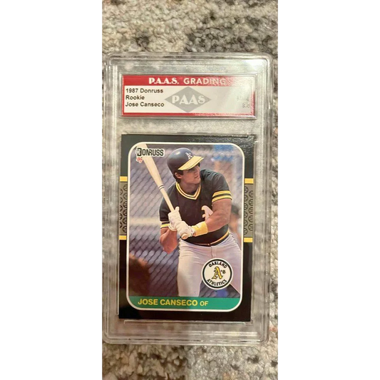 Graded 1987 Donruss Jose Canseco rookie baseball card for sports collectibles