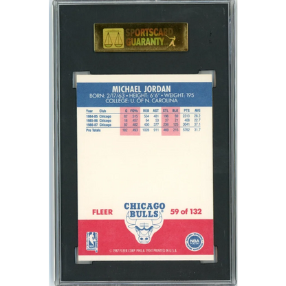 Graded 1986-87 Fleer Michael Jordan rookie card in PSA case for collectors
