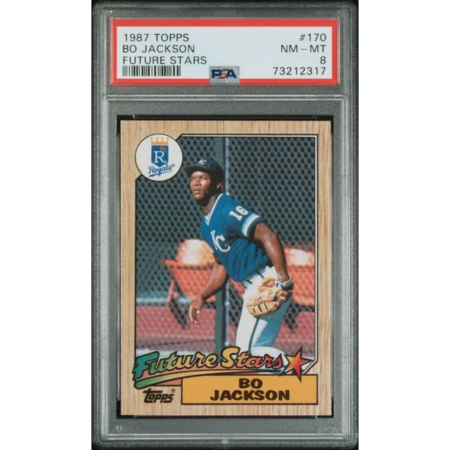 Graded 1987 Topps Bo Jackson Future Stars baseball card in PSA Bo Jackson collection