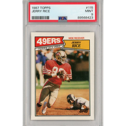 Graded 1987 Topps Jerry Rice #115 2nd Year Football Card PSA 9 Mint | Hall of Fame Sports Memorabilia | vintageantiquesgifts.com