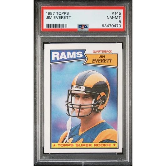 1987 Topps Jim Everett football card graded PSA NM-MT 8 for collectors