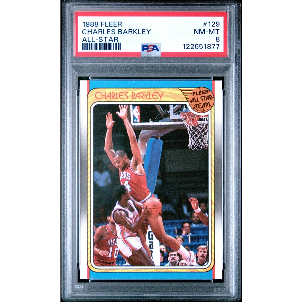 Graded 1988-89 Fleer Charles Barkley #129 Basketball Card PSA 8 Near Mint
