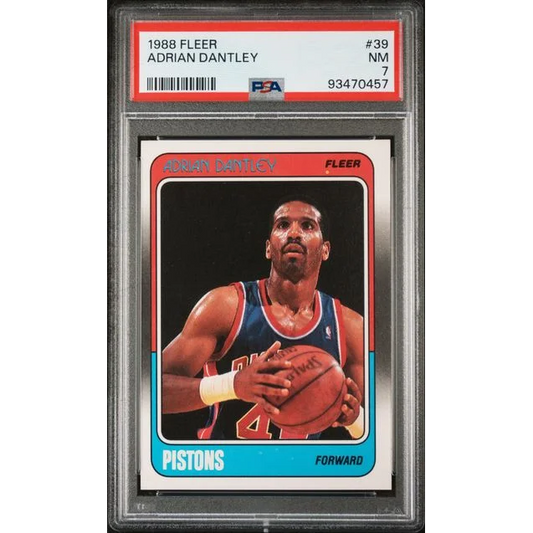 Graded 1988 Fleer Adrian Dantley #39 Basketball Card PSA 7 Near Mint | Hall of Fame Sports Memorabilia | vintageantiquesgifts.com
