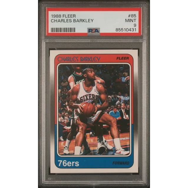 Graded 1988 Fleer Charles Barkley #85 PSA 9 Mint basketball card in slab