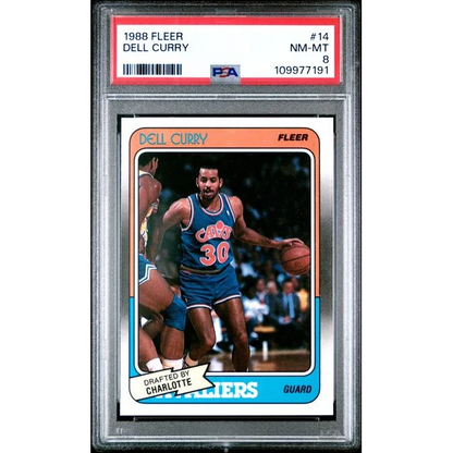 PSA graded 1988 Fleer Dell Curry basketball card NM MT 8 by professional sports authenticator