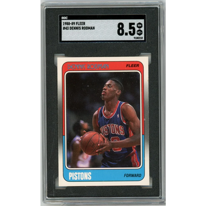 Graded 1988 Fleer Dennis Rodman #43 Rookie Card SGC 8.5 NM-MT+ Slabbed
