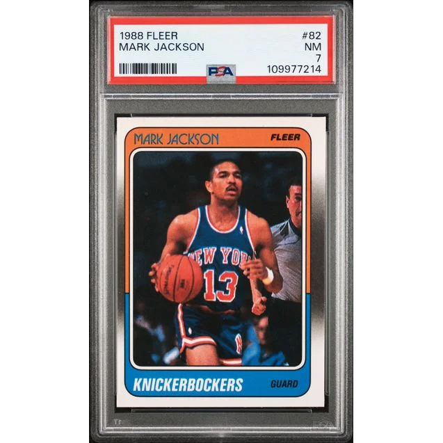 Graded 1988 Fleer Mark Jackson #82 Rookie RC Basketball Card PSA 7 Near Mint | Hall of Fame Sports Memorabilia | vintageantiquesgifts.com
