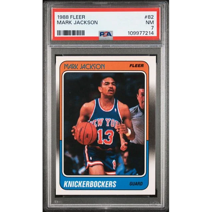 Graded 1988 Fleer Mark Jackson #82 Rookie RC Basketball Card PSA 7 Near Mint | Hall of Fame Sports Memorabilia | vintageantiquesgifts.com