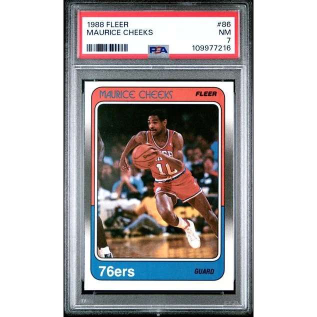 1988 Fleer Maurice Cheeks basketball card graded PSA 7 displayed in PSA 7 Graded Maurice Cheeks 1986 Fleer Card
