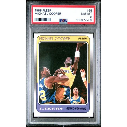 Graded 1988 Fleer Michael Cooper #65 PSA 8 NM-MT basketball card