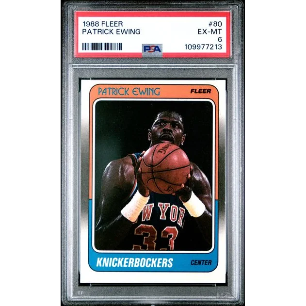 PSA graded 1988 Fleer Patrick Ewing basketball card for collectors