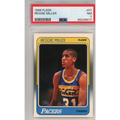 Graded 1988 Fleer Reggie Miller #57 Rookie RC Basketball Card PSA 7 Near Mint | Hall of Fame Sports Memorabilia | vintageantiquesgifts.com