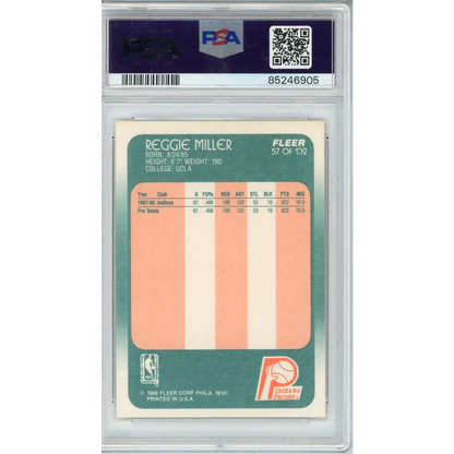Graded 1988 Fleer Reggie Miller #57 Rookie Card PSA 8 NM-MT Slab