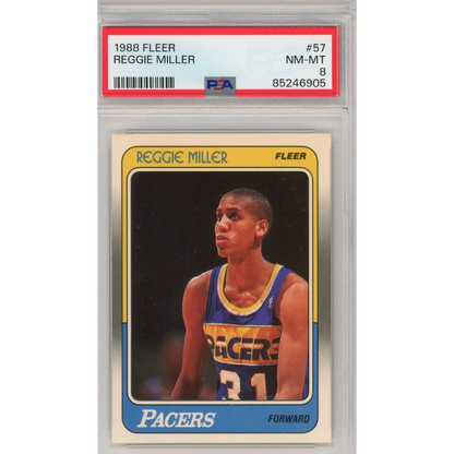 Graded 1988 Fleer Reggie Miller #57 Rookie Card PSA 8 NM-MT Encased
