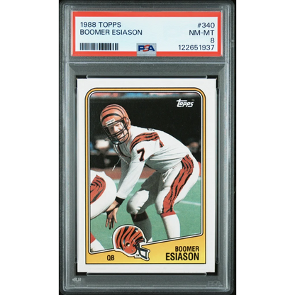 Graded 1988 Topps Boomer Esiason #340 Football Card PSA 8 Near Mint
