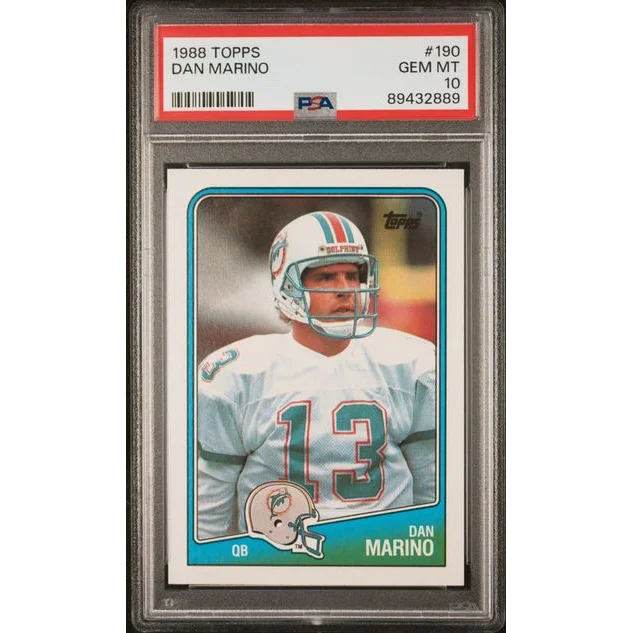 PSA graded 1988 Topps Dan Marino football card #190 in excellent condition