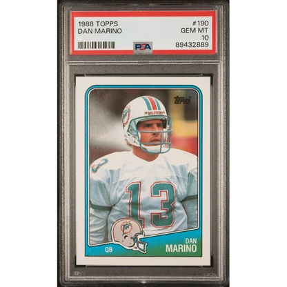 PSA graded 1988 Topps Dan Marino football card #190 in excellent condition