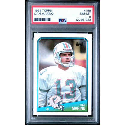 Graded 1988 Topps Dan Marino #190 Football Card PSA 8 Near Mint