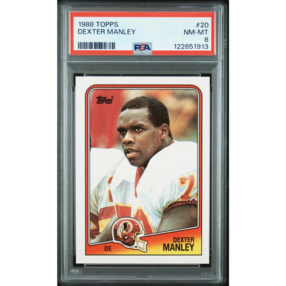Graded 1988 Topps Dexter Manley #20 football card PSA NM-MT 8