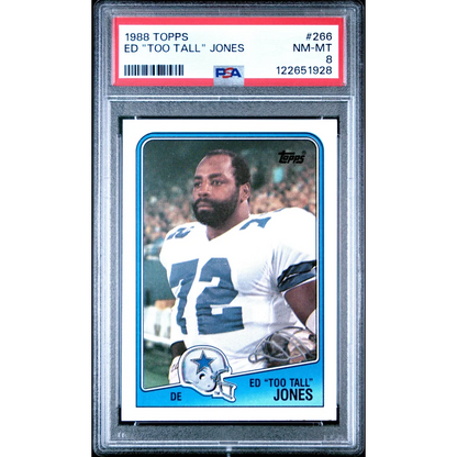 Graded 1988 Topps Ed Too Tall Jones #266 PSA 8 NM Cowboys card