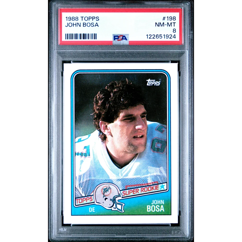 Graded PSA 8 1988 Topps John Bosa #198 Rookie Miami Dolphins RC Card