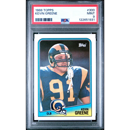 Graded 1988 Topps Kevin Greene #300 Rookie RC Football Card PSA 9 Mint | Hall of Fame Sports Memorabilia | vintageantiquesgifts.com