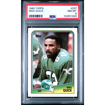 Graded 1988 Topps Mike Quick #237 Football Card PSA 8 Near Mint
