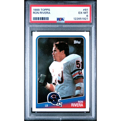 Graded 1988 Topps Ron Rivera #81 Rookie RC Football Card PSA 6 Excellent