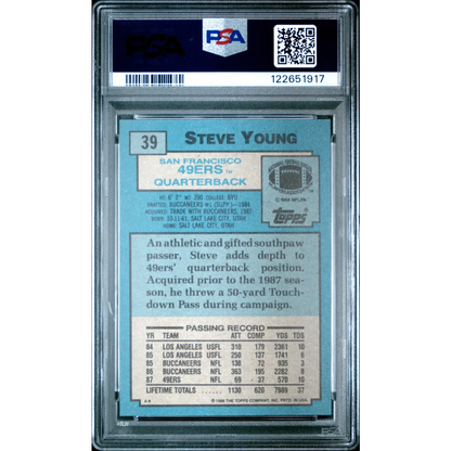 Graded 1988 Topps Steve Young #39 Football Card PSA 9 Mint