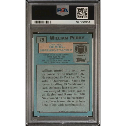 PSA 10 Gem Mint William Perry 1988 Topps Graded Football Card for collectors