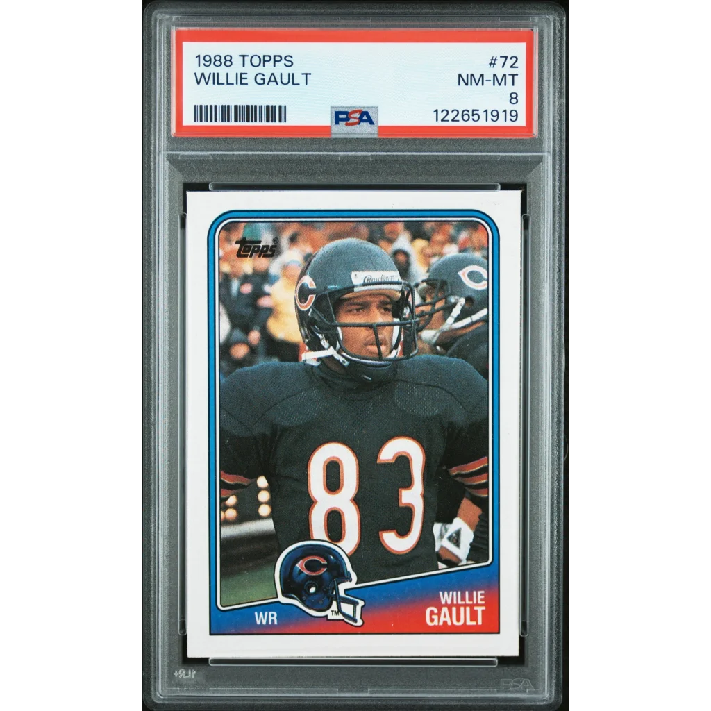 Graded 1988 Topps Willie Gault #72 PSA 8 NM football card in slab