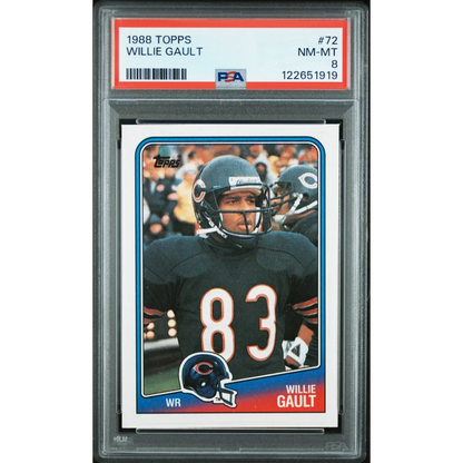 Graded 1988 Topps Willie Gault #72 PSA 8 NM football card in slab