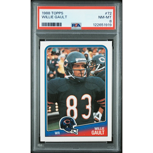 Graded 1988 Topps Willie Gault #72 PSA 8 NM football card in slab