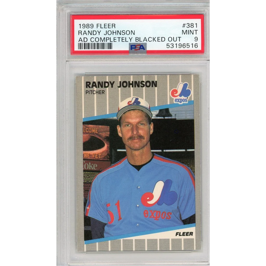 Graded PSA 9 1989 Fleer Randy Johnson #381 Rookie Card in Expos Uniform