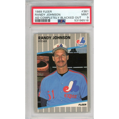 Graded PSA 9 1989 Fleer Randy Johnson #381 Rookie Card in Expos Uniform
