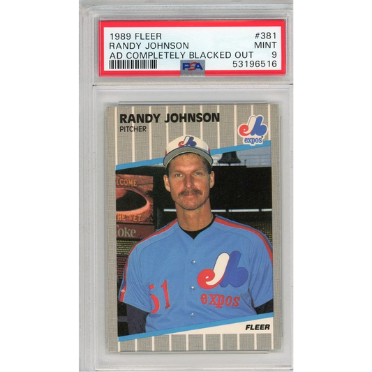 Graded 1989 Fleer Randy Johnson #381 Rookie RC Baseball Card PSA 9 Mint | Hall of Fame Sports Memorabilia | vintageantiquesgifts.com
