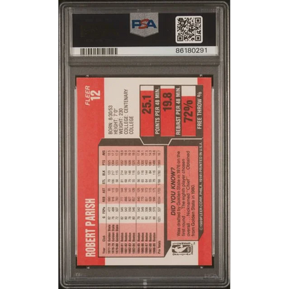 Graded PSA 10 GEM MINT Robert Parish 1991 Fleer Basketball Card on display