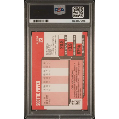 High-quality PSA 10 Gem Mint 1988 Fleer Scottie Pippen rookie card image