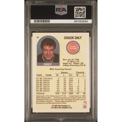 Graded 1989 Hoops Chuck Daly #11 Basketball Card PSA 10 Gem Mint | PSA 10 Gem Mint Graded Vintage Basketball Card | vintageantiquesgifts.com