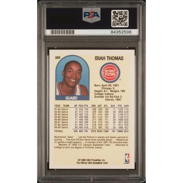 Graded PSA 10 Isiah Thomas 1989 Hoops basketball card for collectors