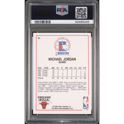 Graded 1989 Hoops Michael Jordan #21 All Star Basketball Card PSA 9 Mint | PSA 9 Mint Graded Basketball Card | vintageantiquesgifts.com