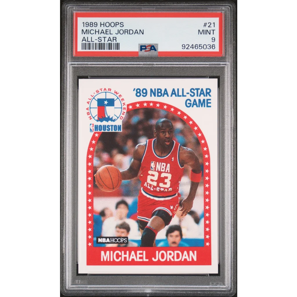 Graded 1989 Hoops Michael Jordan #21 All Star Basketball Card PSA 9 Mint | Hall of Fame Sports Memorabilia | vintageantiquesgifts.com