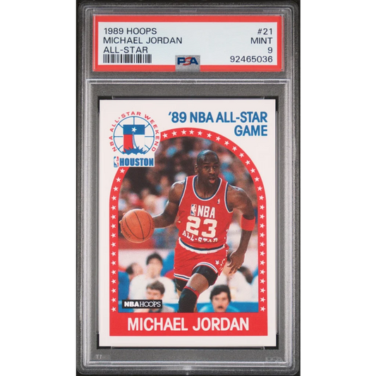Graded 1989 Hoops Michael Jordan #21 All Star Basketball Card PSA 9 Mint | Hall of Fame Sports Memorabilia | vintageantiquesgifts.com